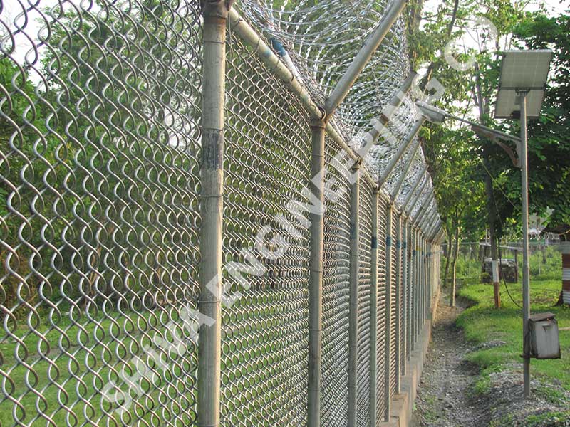 CHAIN LINK FENCING WITH CONCERTINA COIL AT OP